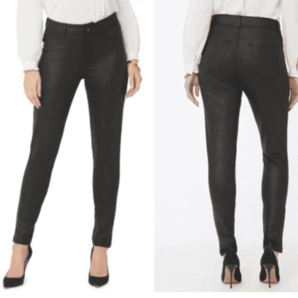NYDJ Jeans Black Coated Skinny Lift Tuck Technology Jeans Pants Size 2
